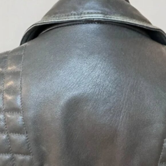 All Saints Mens Leather Jacket CARGO BIKER Black Distressed Sz S Moto City Edgy - Picture 11 of 13